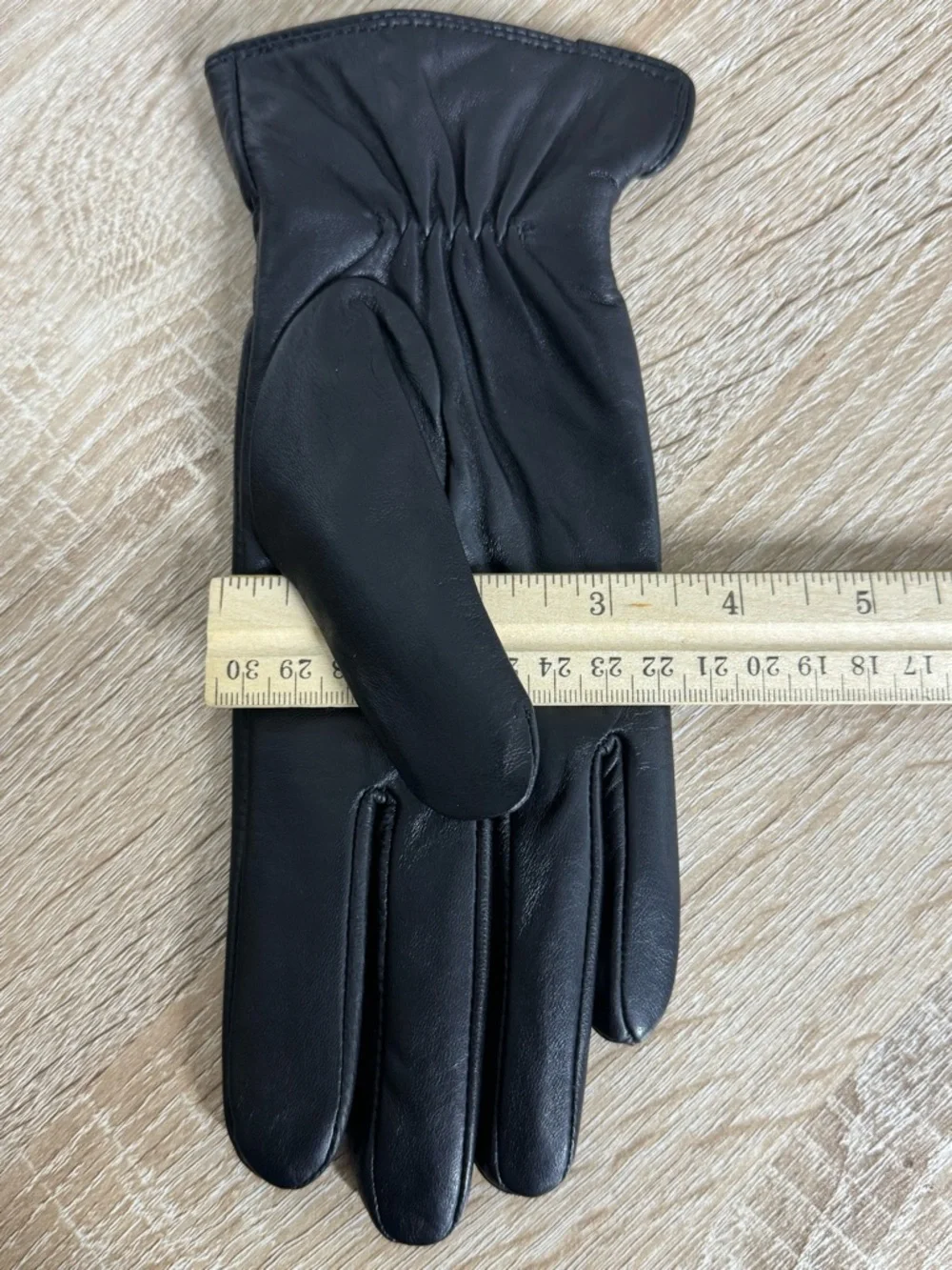 Kebesu Women M Black Sheepskin Leather Cashmere Lined Driving Gloves